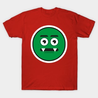 vector illustration of a green monster emoji T-Shirt